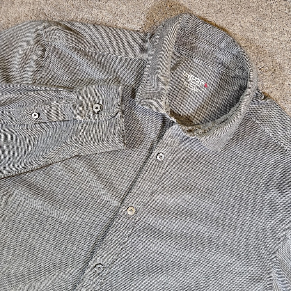 UNTUCKit Long Sleeve Soft Cotton Gray Button Down Shirt Men's XL